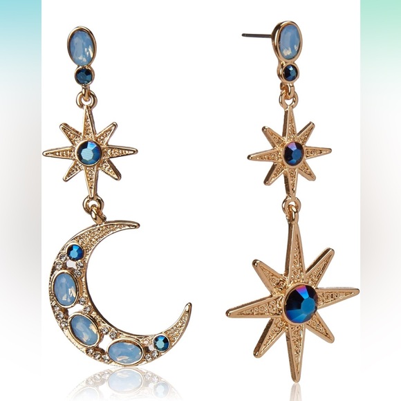 Betsey Johnson Jewelry - Betsey Johnson Star and Moon drop/dangle boho flower child Earrings
